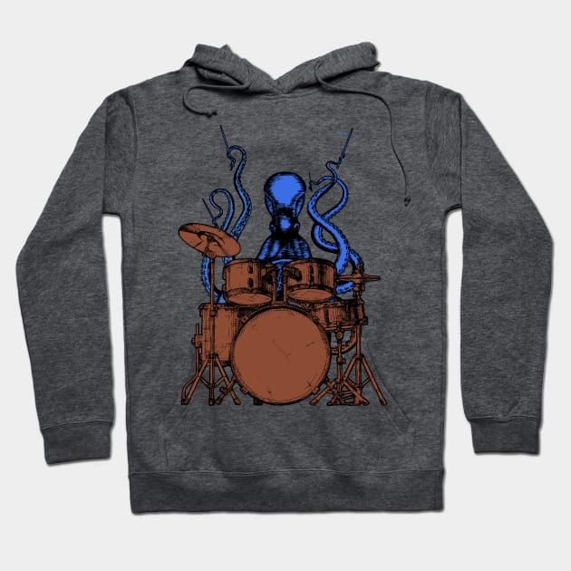 Octopus plays drums colored version Hoodie by Quentin1984